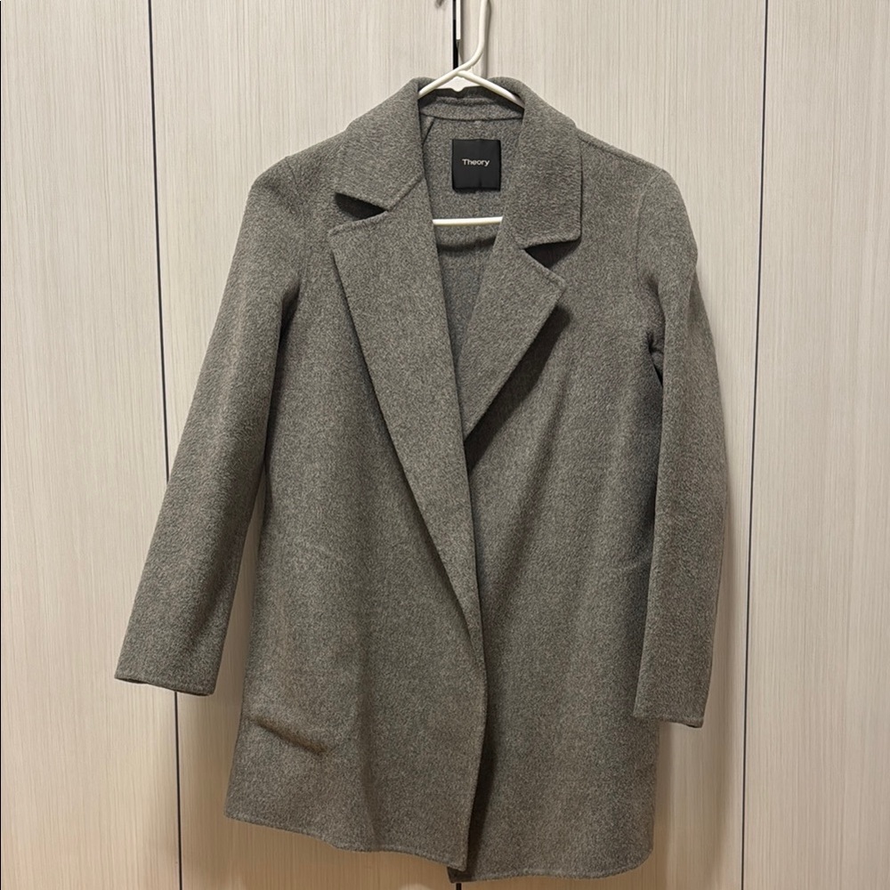 Theory Women's Gray Wool Blend Open-Front Coat